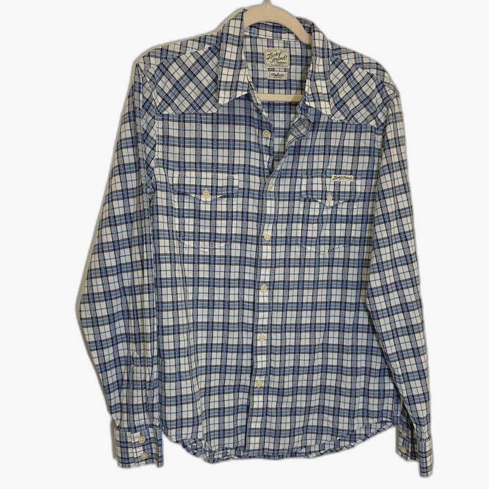 Lucky Brand - Pearl Snap Plaid Button Down Long Sleeve Shirt - size MEDIUM